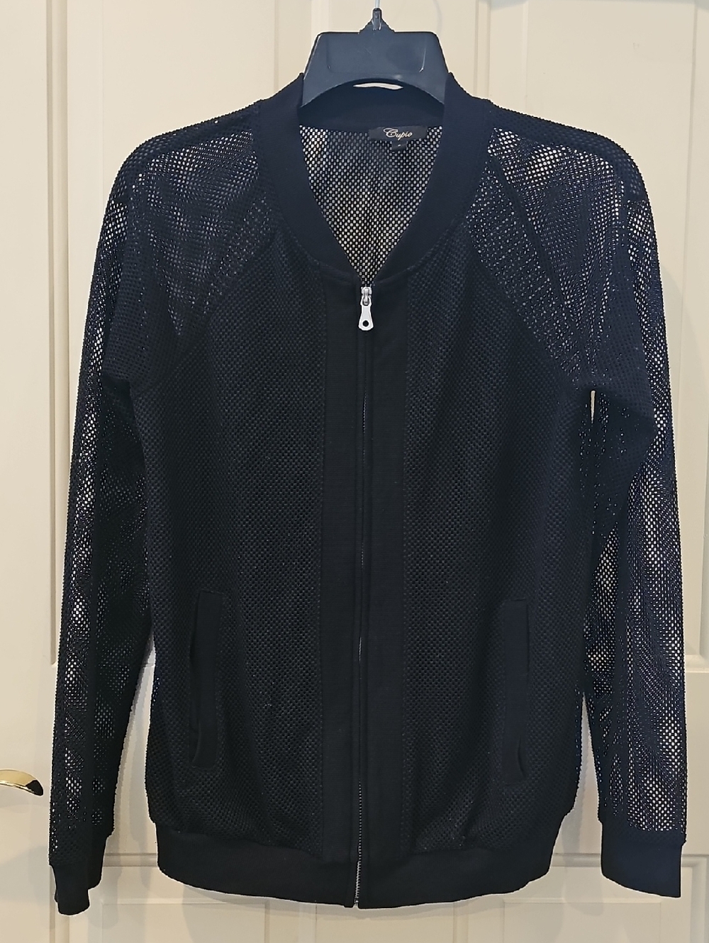 Cupio Black Mesh Bomber Jacket